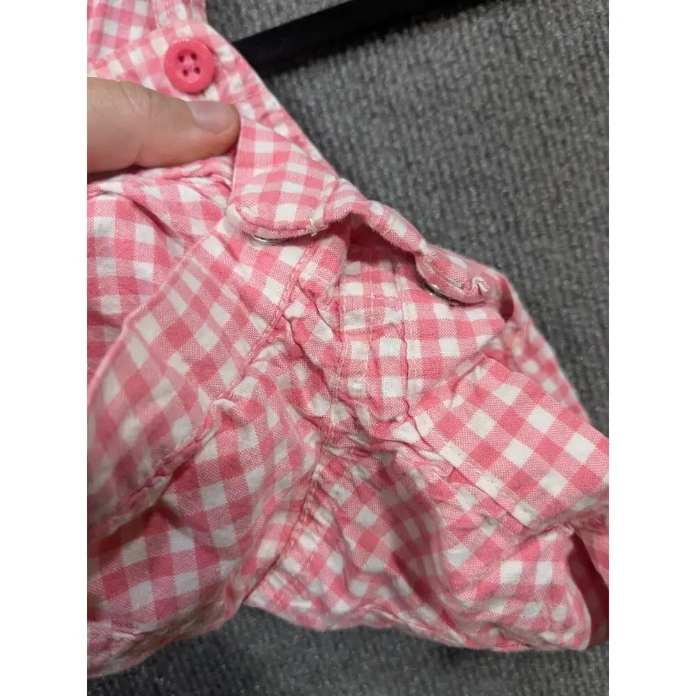 Vtg Oshkosh BGosh Romper Overalls 18M Vestbak Baby Girl Gingham Bubble Shorts